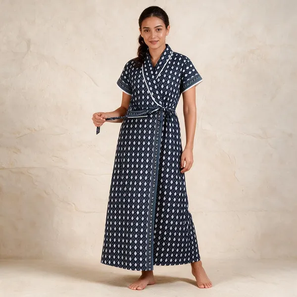 Women_Nighty_Navy_Blue_100%_Cotton_Comfortable_Nighty