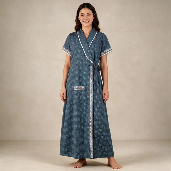Women_Nighty_Navy_Blue_100%_Cotton_Comfortable_Nighty