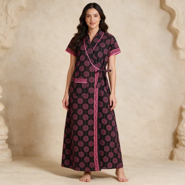 Women_Nighty_Magenta_100%_Cotton_Comfortable_Nighty