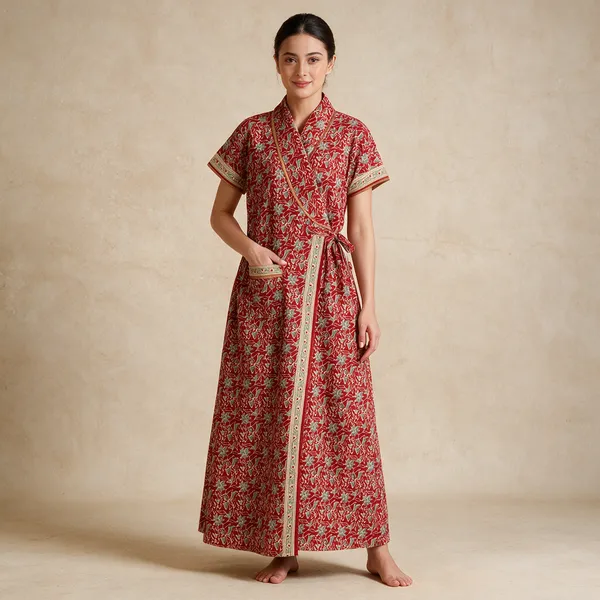 Women_Nighty_Red_Floral_Print_100%_Cotton_Comfortable_Nighty