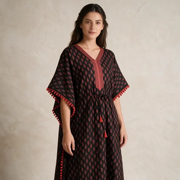 Women_Nighty_Black_And_Red_100%_Cotton_Comfortable_Nighty