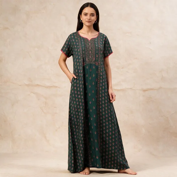 Women_S_Cotton_Blend_Rayon_Nighty_With_Pocket