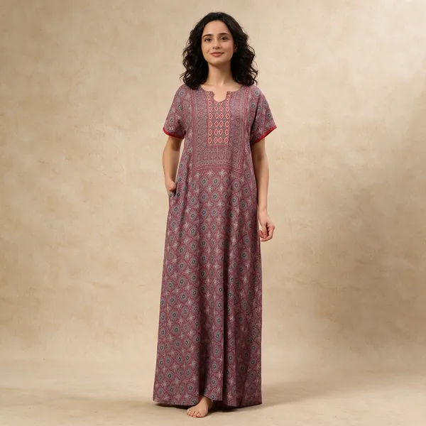 Women_S_Cotton_Blend_Rayon_Nighty_With_Pocket