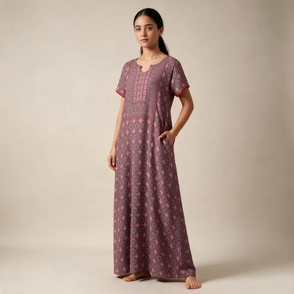 Women_S_Cotton_Blend_Rayon_Nighty_With_Pocket