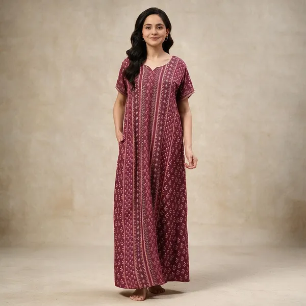 Women_S_Cotton_Blend_Rayon_Nighty_With_Pocket