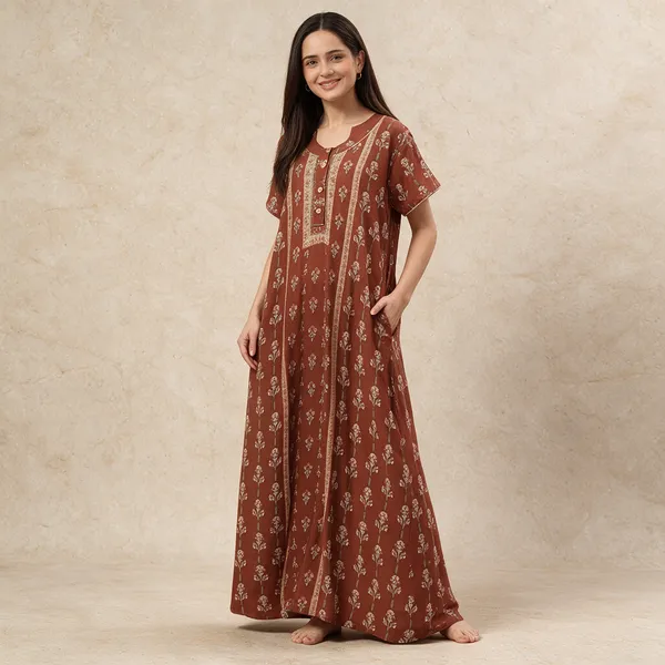 Women_S_Cotton_Blend_Rayon_Nighty_With_Pocket