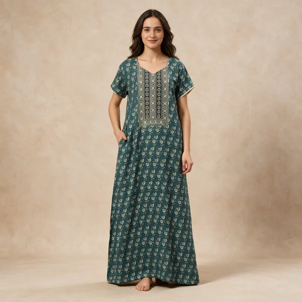 Women_S_Cotton_Blend_Rayon_Nighty_With_Pocket