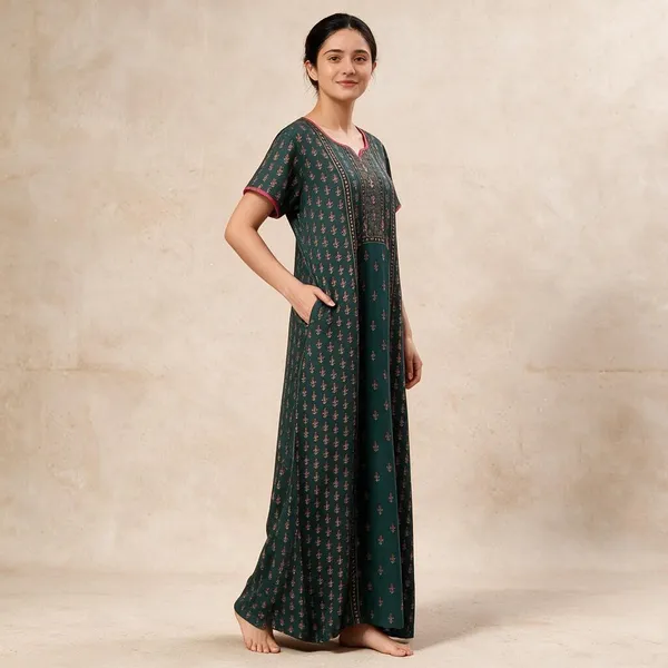 Women_S_Cotton_Blend_Rayon_Nighty_With_Pocket