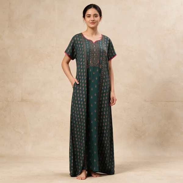 Women_S_Cotton_Blend_Rayon_Nighty_With_Pocket