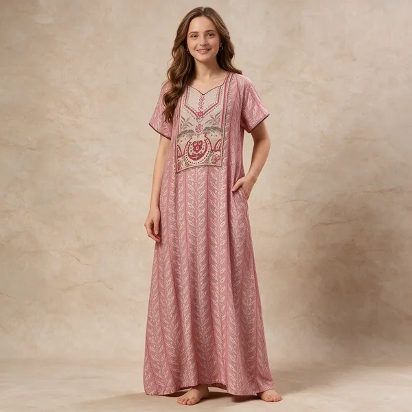 Women_S_Cotton_Blend_Rayon_Nighty_With_Pocket
