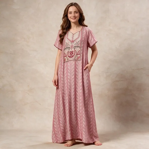 Women_S_Cotton_Blend_Rayon_Nighty_With_Pocket