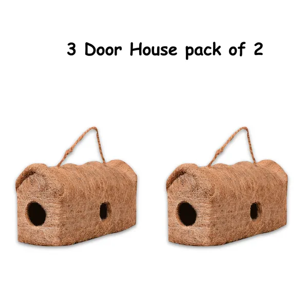 Brown_Coir_Fiber_And_Cotton_Box_3_Door_Bird_House