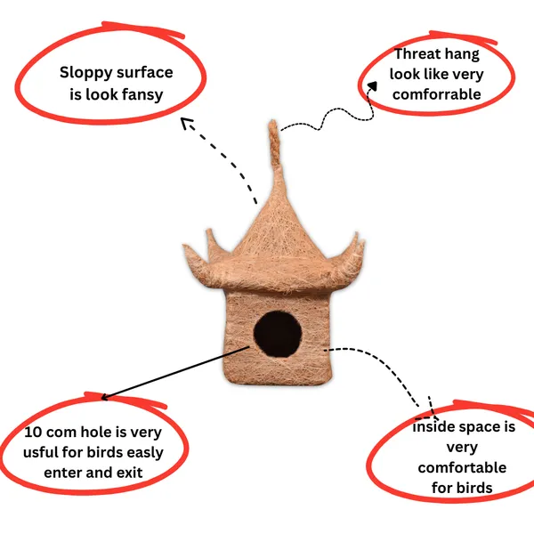 Brown_Coir_Fiber_And_Cotton_Box_Chinese_Hut_Bird_House