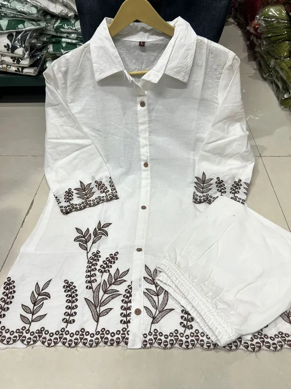 Women_Stylish_Cotton_Co-Ord_Set_with_Embroidered_Shirt_Style_Top_and_Palazzo_Pants