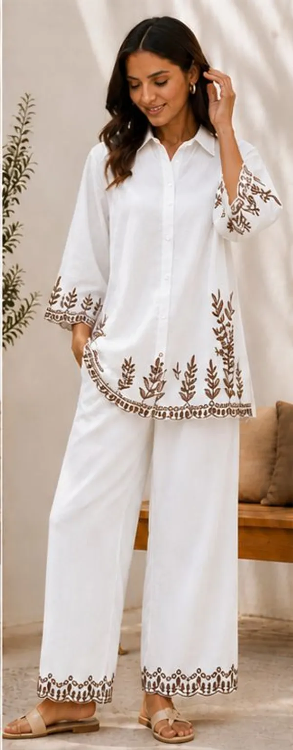 Women_Stylish_Cotton_Co-Ord_Set_with_Embroidered_Shirt_Style_Top_and_Palazzo_Pants