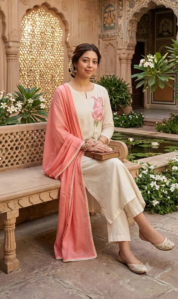 Women's_Premium_Katha_Cotton_Embroidered_Kurta_Pant_&_Malmal_Dupatta_Set