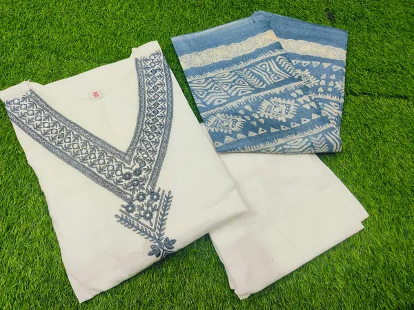 Blue_Enchanting_Pure_Katha_Cotton_Kurti_Set_With_Exquisite_Embroidery_&_Silk_Dupatta
