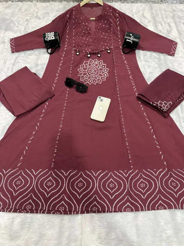Trending_Stylish_A-Line_Cotton_Kurta_Pant_Dupatta_Set_with_Pintex_&_Adda_Work