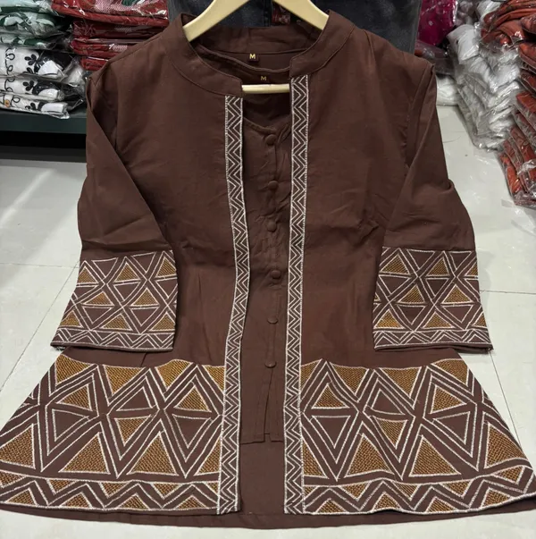 Women's_Cotton_Flex_EmbroideBRN_Jacket_Style_Top_Inner_&_Trouser_Co-Ord_Set