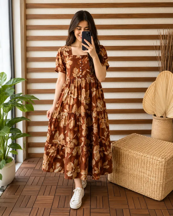 Trending_Stylish_Cotton_Printed_Square_Neck_Midi_Dress