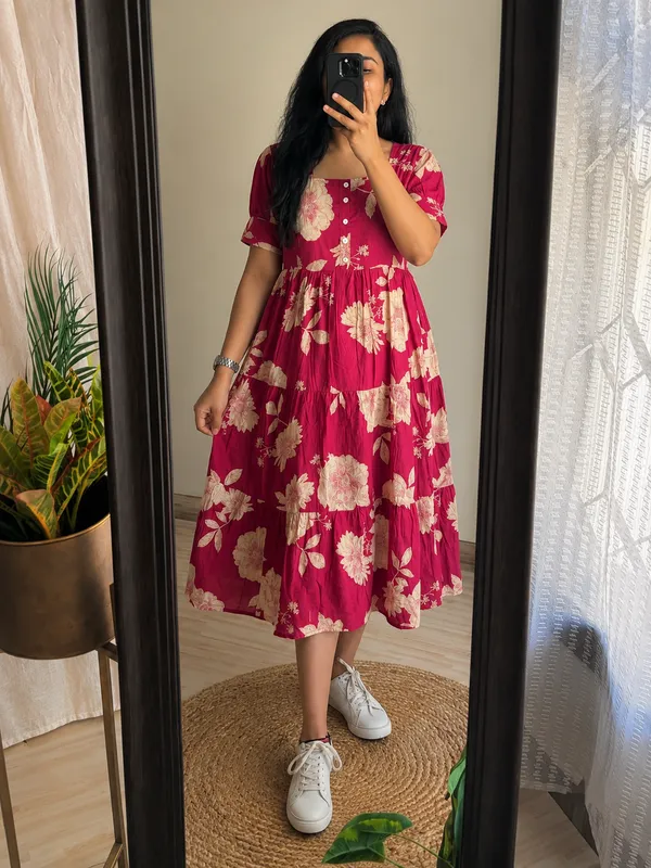 Trending_Stylish_Cotton_Printed_Square_Neck_Midi_Dress