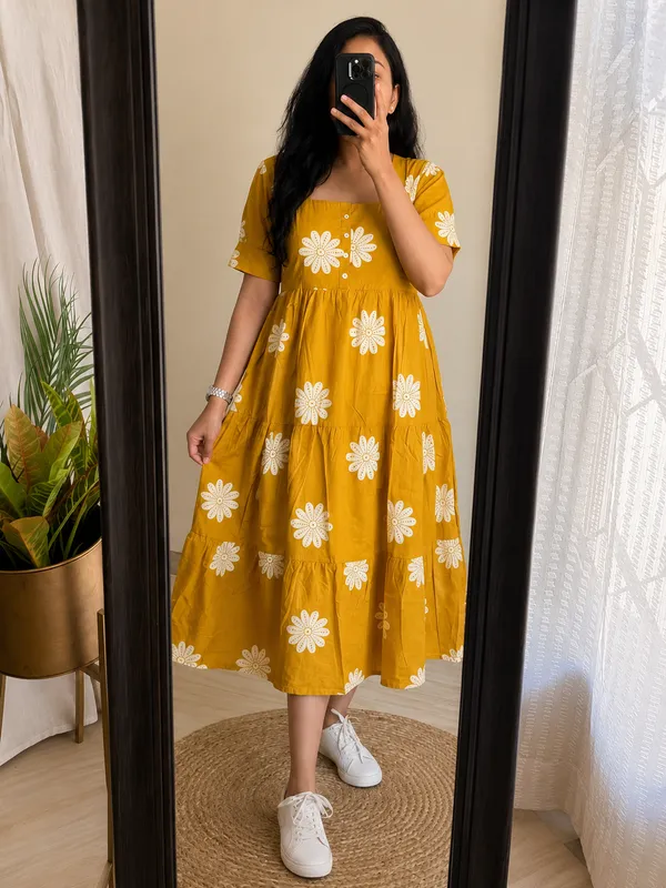 Trending_Stylish_Cotton_Printed_Square_Neck_Midi_Dress