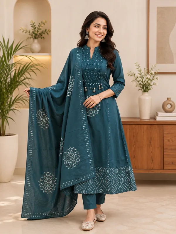 Trending_Stylish_A-Line_Cotton_Kurta_Pant_Dupatta_Set_with_Pintex_&_Adda_Work