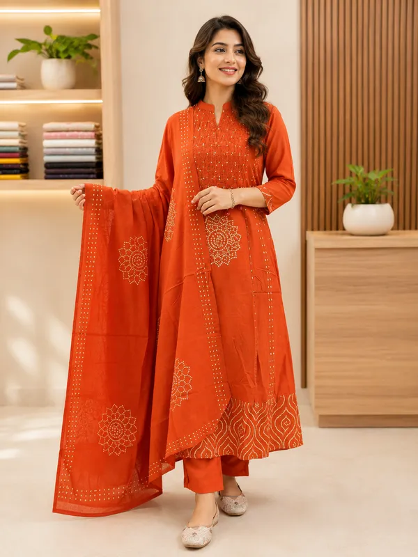 Trending_Stylish_A-Line_Cotton_Kurta_Pant_Dupatta_Set_with_Pintex_&_Adda_Work