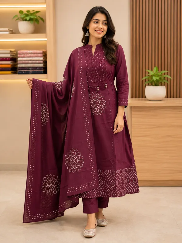 Trending_Stylish_A-Line_Cotton_Kurta_Pant_Dupatta_Set_with_Pintex_&_Adda_Work