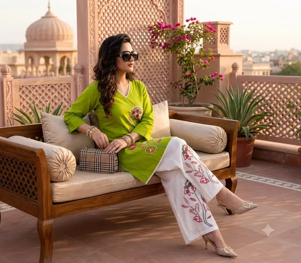 Women's_Cotton_Slub_Floral_Embroidered_Kurti_Pant_Co-Ord_Set