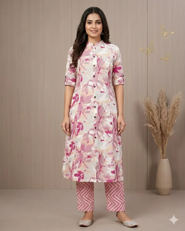 Trending_Pure_Cotton_Floral_A-Line_Kurti_Palazzo_Co-Ord_Set