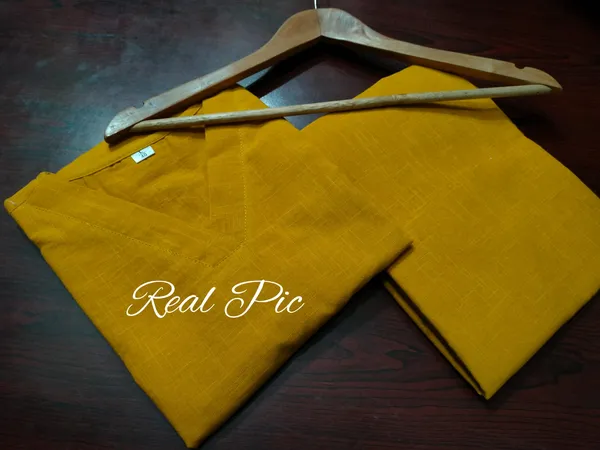 Yellow_Stylish_Cotton_Slub_Kurta_And_Pant_Set_For_Women