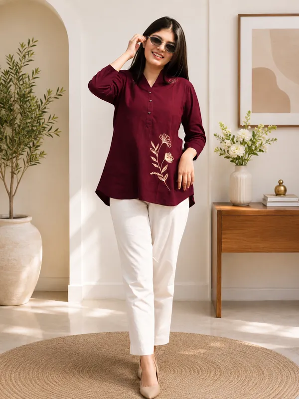 Trending_Cotton_Slub_Embroidered_Co-Ord_Set_with_Matching_Pants
