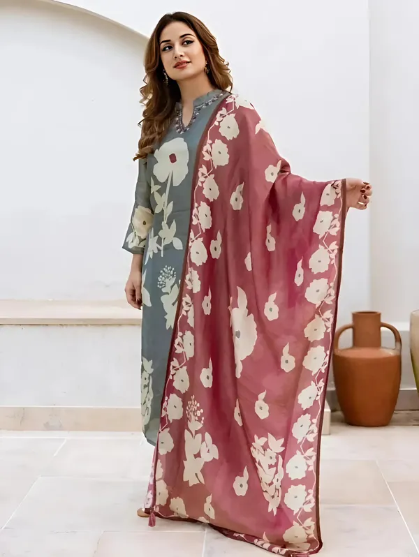 Grey_Exquisite_Handcrafted_Detailing_Pure_Cotton_Kurti_Pant_And_Dupatta_Set