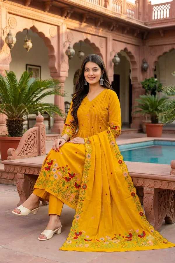 Women's_Premium_Pure_Cotton_Flared_Anarkali_Kurta_Pant_&_Embroidered_Dupatta_Set