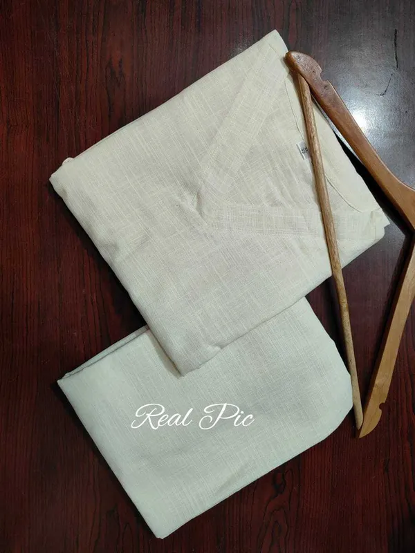 White_Stylish_Cotton_Slub_Kurta_And_Pant_Set_For_Women