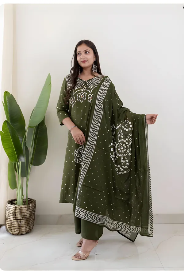 Women_Stylish_Cotton_Bandhani_Print_Kurta_Pant_Dupatta_Set_with_Mirror_and_Kodi_Work