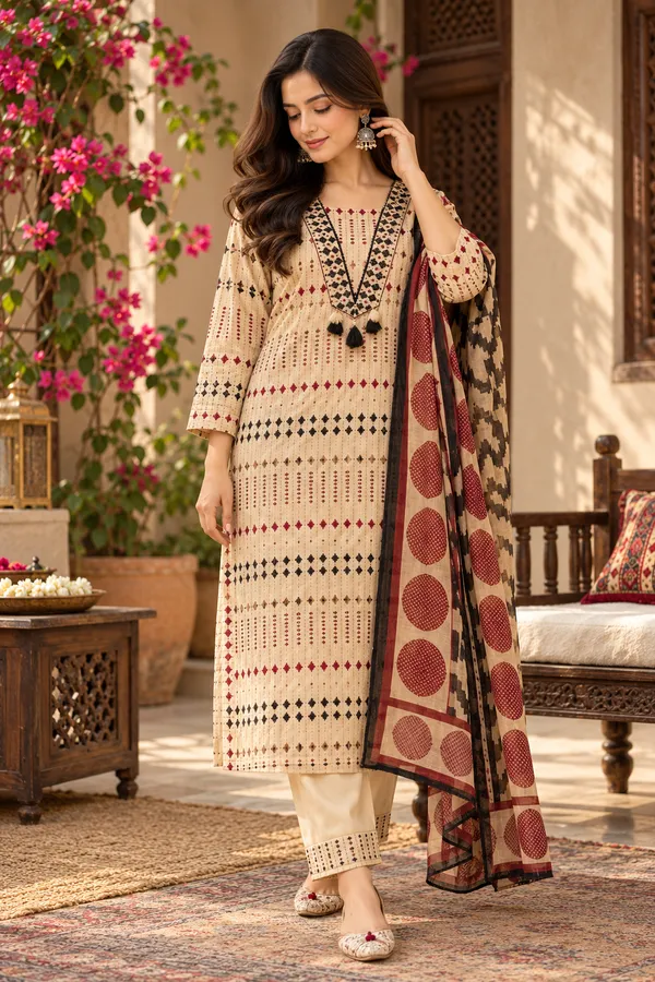 Premium_Cotton_Printed_Embroidered_Kurta_Pant_Dupatta_Suit_Set