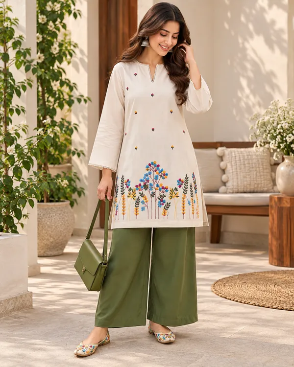 Premium_Embroidered_Cotton_Flex_Kurti_with_Cotton_Slub_Pant_Set