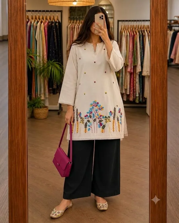 Premium_Embroidered_Cotton_Flex_Kurti_with_Cotton_Slub_Pant_Set