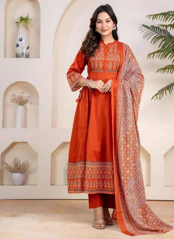 Women's_Premium_Cotton_Flared_Kurta_Pant_&_Printed_Malmal_Dupatta_Set