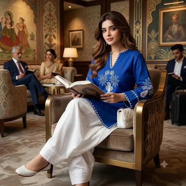 Women's_Pure_Cotton_EmbroideBLU_Kurta_with_Off-White_Farshi_Salwar_Set