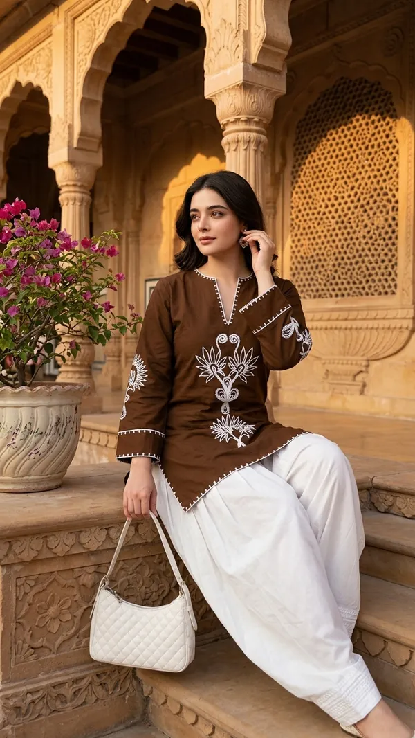 Women's_Pure_Cotton_EmbroideBRN_Kurta_with_Off-White_Farshi_Salwar_Set