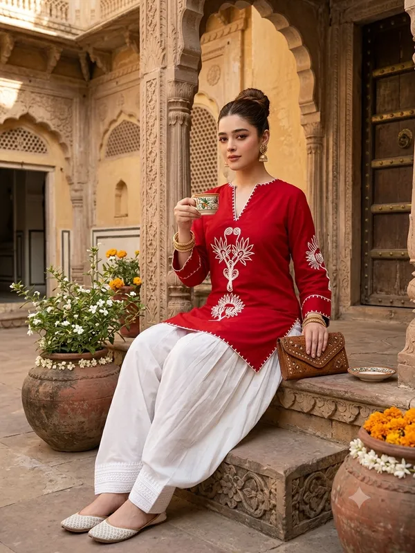 Women's_Pure_Cotton_Embroidered_Kurta_with_Off-White_Farshi_Salwar_Set