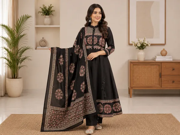 Trending_Printed_Cotton_Anarkali_Kurta_Pant_Dupatta_Set_with_Sequence_Katha_Work