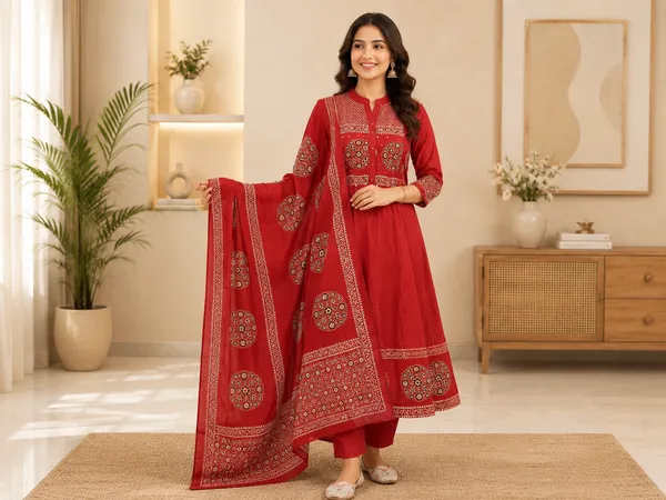 Trending_Printed_Cotton_Anarkali_Kurta_Pant_Dupatta_Set_with_Sequence_Katha_Work