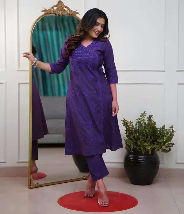 Women_Chikankari_Cotton_Angrakha_Kurta_Pant_Set