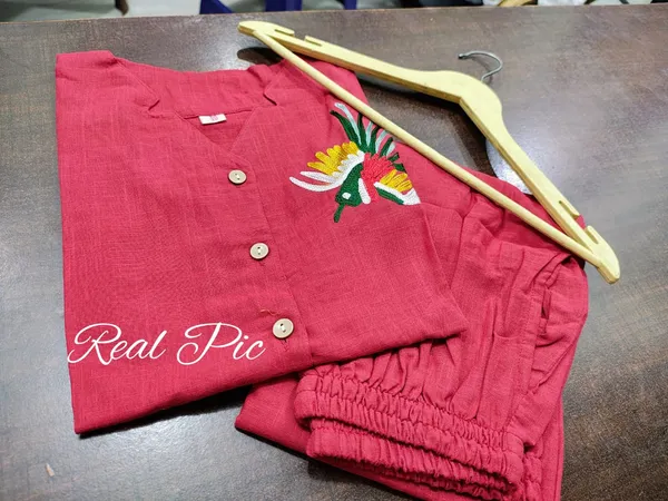 Red_Stylish_Cotton_Slub_Top_&_Pant_Co-Ord_Set_For_Women
