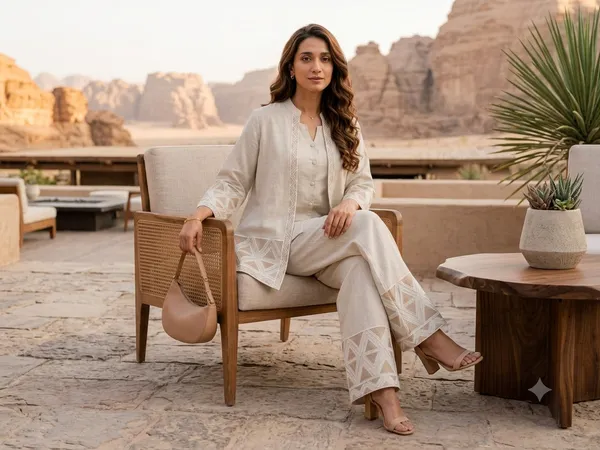 Women's_Cotton_Flex_EmbroideWHT_Jacket_Style_Top_Inner_&_Trouser_Co-Ord_Set