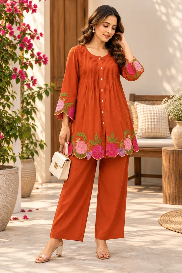 Embroidered_Cotton_60x60_Kurti_Pant_Co-ord_Set